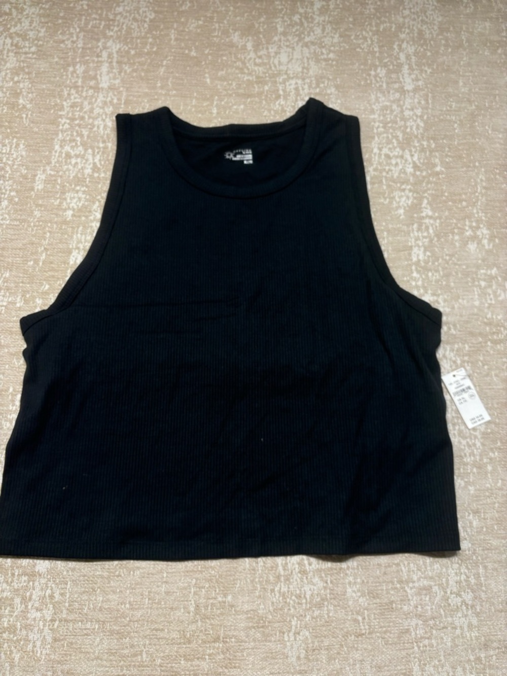 NWT Offline by Aerie Thumbs Up Cropped Ribbed Tank Black XL Built-In Shelf Bra - Picture 5 of 12